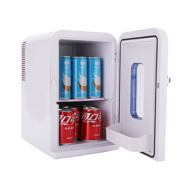 15 Liter White Transparent Single Door Semiconductor Low Noise Portable Mini Car Fridge 100-240V for Pet Food Bedroom Drinks