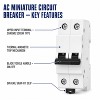Wanbo-497 1P 2P 3P 4P Kurva C Termal Magnetik Tahan Api 6kA 230V 400V DIN Rail AC Miniature Circuit Breaker