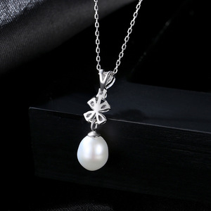 S925 <b>Sterling</b> <b>Silver</b> Zirconia Pendant with Natural Freshwater <b>Pearl</b> <b>Necklace</b> Women's Luxury Jewelry Wholesale - Product Image 4