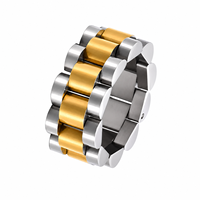 Huibao Hip-Hop Stapelbarer Uhrenarmband-Ring 18K Vergoldet Wasserdichtes Dickes Breites Fingerring Unisex Schmuck