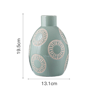 Floreros de primavera Cerámica Decalcomania Decoración de sala de estar Jarrones de cerámica verde con precio barato - Product Image 3
