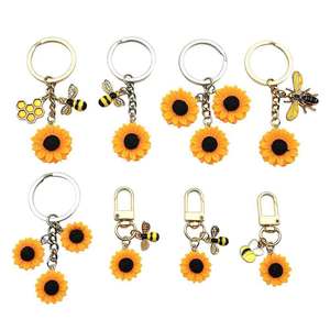 Porte-clés Tournesol et Abeille, Breloque <span class=keywords><strong>de</strong></span> Sac en Résine <span class=keywords><strong>de</strong></span> 5,3 cm avec Mousqueton en Alliage <span class=keywords><strong>pour</strong></span> Sacs à Dos, 23 Styles - Product Image 5