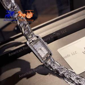 Reloj de Cuarzo Ronda Elegante para Mujer, Marca H, con Cristal de Zafiro, Esfera Cuadrada, Correa de Cuero Italiano, Caja de Regalo con Pedrería - Product Image 6