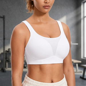 Soutien-gorge de sport simple à dos nu, sans coutures, respirant, léger, imprimé, avec bretelles croisées sur le devant, compression et maintien élevé - Product Image 1