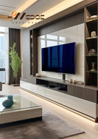 Meuble TV moderne en palissandre, rangement multifonctionnel durable, fait à la main, réglable, cheminée à LED, mobilier pour salon et hôtel