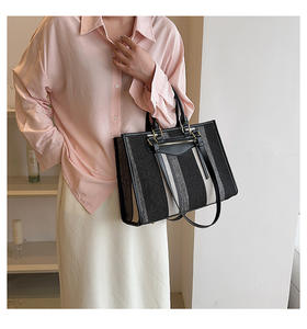 Sac fourre-tout vintage en cuir véritable pour femmes 2024 nouvelle couleur sac à main rayé fermeture à glissière étanche - Product Image 5