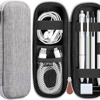 Étui de protection gris EVA avec fermeture éclair, 2-3 compartiments, compatible avec Apple Pencil pour stylos et petits accessoires