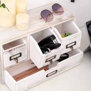 Wooden Desktop <b>Storage</b> <b>Box</b> Rectangle Office Organizer With <b>Drawers</b> For Desk Tidy Big Capacity - Product Image 2