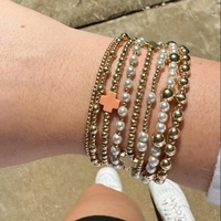 Bracelet en acier inoxydable plaqué or 18 carats avec perles Miyuki, croix, pour hommes et femmes, perles rondes de 2/4/6 mm, bijoux tendance