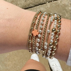 <span class=keywords><strong>Bracciale</strong></span> con <span class=keywords><strong>Perle</strong></span> e Croce in Acciaio Inossidabile Placcato Oro 18K, <span class=keywords><strong>Bracciale</strong></span> Miyuki per Uomo e Donna con <span class=keywords><strong>Perle</strong></span> Rotonde da 2/4/6MM, Gioielli alla Moda - Product Image 3