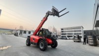 Chariot télescopique de 3,5 tonnes, bras télescopique de 7 m, moteur diesel Kubota, 4 roues motrices, pneus pleins, hydraulique statique Danfoss, chargeur télescopique tout-terrain