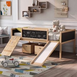 Cadre de lit loft moderne ferme en bois avec toboggan taille double - Product Image 5