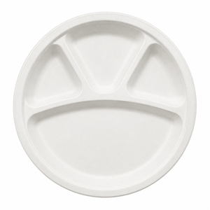 Assiettes rondes à quatre compartiments de 12 pouces, écologiques, jetables, en bagasse de canne à sucre, pour les fêtes et la restauration - Product Image 2