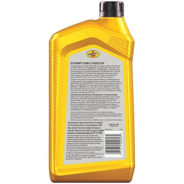 Pennzoil Platinum LV Multi-Vehicle 1 Quart Premium ATF Made in US 6 Bottles/Pack Oil Parts Image 2