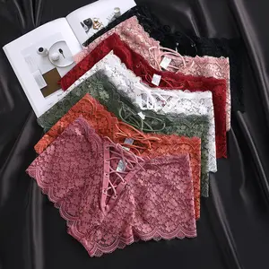 tangaSexy embroidered briefs Comfortable soft Cross Strap calcinhas sous vetements femme ropa interior mujer women's lace panti