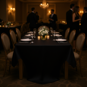 ผ้าคลุมโต๊ะสแปนเด็กซ์สีดำทรงสี่เหลี่ยมผืนผ้าขนาด 6 ฟุต แพ็ค 10 ผืน ซักได้ ยืดหยุ่น เหมาะสำหรับงานอีเว้นท์และงานค็อกเทล - Product Image 2