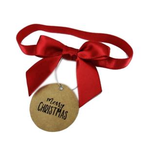 Pendure <span class=keywords><strong>Tag</strong></span> Vermelho Pré Feito Cetim Elástico Embalagem Cetim Fita Bow com Stretch Loop/venda quente Fita Flor para Jar - Product Image 2