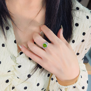 High Quality 8*10mm Yellow Crystal <b>Adjustable</b> <b>Rings</b> Natural Stone 925 Sterling <b>Silver</b> Women's Statement Jewelry Wholesale - Product Image 5