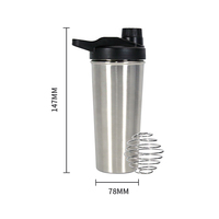 Bouteille de shaker à protéines de sport en acier inoxydable écologique à double paroi isolée sous vide de 27 oz avec logo personnalisé, boule de mélange, eau bouillante
