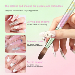 Kit de pinceaux à ongles ronds en nylon avec manche en bois et logo personnalisé, tailles 2 à 20, pour peinture acrylique, vente en gros, salon de manucure - Product Image 5