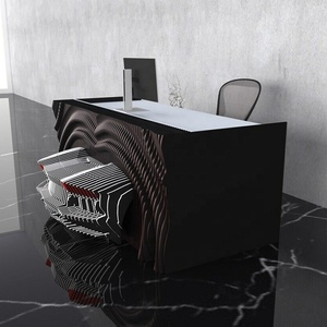 Mostrador de Recepción en Forma de L de Madera Maciza Moderna con Diseño de Automóvil, Diseño Personalizado, Estética Elegante, Funcional, para Uso Comercial, Escuela, Supermercado - Product Image 5