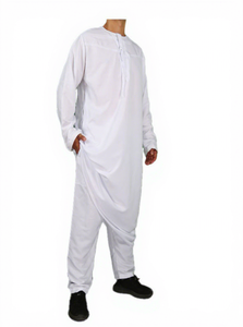 Vêtements de prière islamiques pour hommes CCY Omani, costume Thobe avec pantalon, manches longues, <span class=keywords><strong>Qamis</strong></span> <span class=keywords><strong>Homme</strong></span> Musulman, Jubbah, <span class=keywords><strong>ensemble</strong></span> deux pièces - Product Image 4