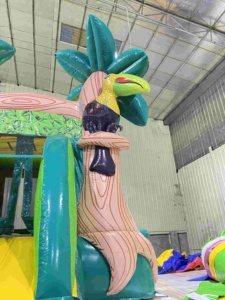 Équipement de location pour fêtes, château gonflable combiné toboggan en PVC commercial, <span class=keywords><strong>jungle</strong></span> tropicale, perroquet, château gonflable certifié CE, capacité de 600 kg, facile - Product Image 6