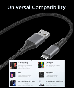 Cables <span class=keywords><strong>USB</strong></span> 2.0 Tipo A a Tipo C y <span class=keywords><strong>Micro</strong></span> <span class=keywords><strong>USB</strong></span> de 1M, 2M y 3M, Carga Rápida, Transferencia de Datos a 480Mbps, con Trenzado de Nailon, Fabricación OEM, Venta al Por Mayor - Product Image 5