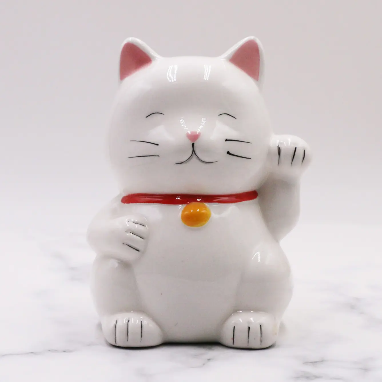 wholesale lucky cat shape vintage white ceramic kids coin bank money saving box piggy bank for gift