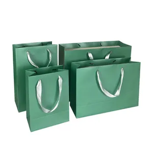 Factory High Quality Take Away Bag Colored Side Frame White Background Wholesale White Card Paper Bags