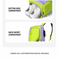 Sac à dos imperméable pour raquettes de tennis, pickleball et badminton, grande capacité, compartiment à chaussures, poche pour ordinateur portable, multicolores, logo personnalisé