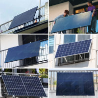 Kit solaire de balcon facile à installer 800W avec micro-onduleur, batterie lithium intégrée, usage domestique, panneau solaire à angle réglable pour toit et balcon