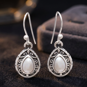 Perle pierre naturelle magnifique boucle d'oreille en argent Sterling 925, bijoux à la mode, fournisseurs en vrac - Product Image 4