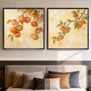Hand Painted Persimmon Oil Painting Metal Frame 80x100cm Modern Minimalist Living Room Wall <b>Art</b> Decor - Product Image 4