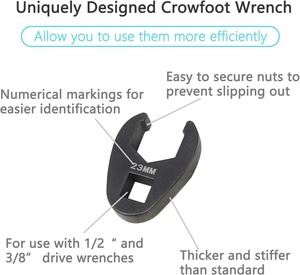 21 Piece <span class=keywords><strong>Metric</strong></span> <span class=keywords><strong>crowfoot</strong></span> cờ lê đặt 1/2 inch và 3/8 inch Kích thước ổ đĩa 8mm-32mm Cr-Mo bùng <span class=keywords><strong>NUT</strong></span> - Product Image 6