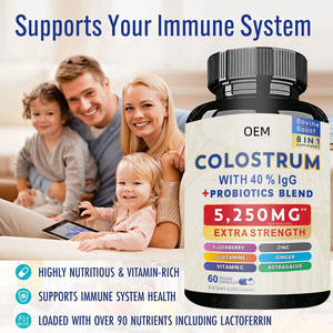 Cápsulas de Calostro Premium de Marca Privada OEM 5250mg - con 40% de IgG, Probióticos y Vitamina C - Salud Inmunológica Familiar - Product Image 4