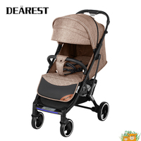 Poussette bébé légère, pliage à une main, poignée réglable, harnais 5 points, roues amortissantes, grand panier pour nouveau-né