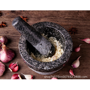 Stone Mortar And Pestle Set Natural Granite Manual <b>Herb</b> Spice <b>Grinder</b> Garlic Crusher Chili Sauce Maker - Product Image 4
