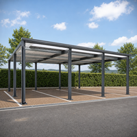 Abri de stationnement pour 4 voitures avec gouttière et puits de lumière, structure métallique galvanisée, abri de garage, auvent pour école
