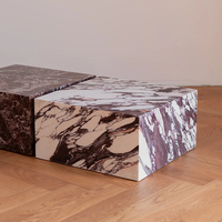 Table basse en marbre Calacatta Viola, style moderne et luxueux, en forme de cube bas, pour salon, villa, hôtel, maison, petit appartement