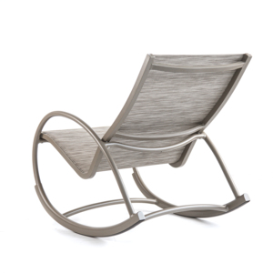 Outdoor Portable Leisure <b>Rocking</b> <b>Chair</b> Featuring Grey Teslin Mesh Fabric and a Curved Metal Frame Minimalist Design - Product Image 4
