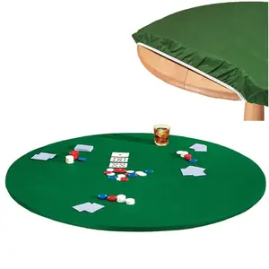 Elastic Edge Green poker table cloth Felt Table Cover for Poker Puzzles Board card Games Fits 36 Inch to 48 Inch Round Table