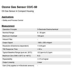 Swiss Membrapor O3/C-50 Ozone Gas Sensor 10-33 Load Resistor RoHS Compliant Environmental Monitoring - Product Image 2