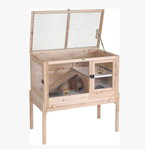 Jaula de madera anti-mordiscos para conejos de 2 pisos, <span class=keywords><strong>con</strong></span> soporte extraíble y bandeja deslizable para conejillos de indias - Product Image 1