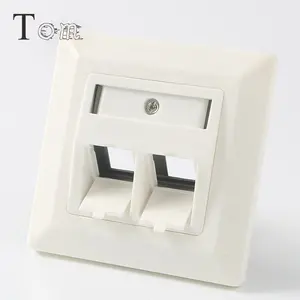 TOM-FP-G-02 80*80mm Alemão tipo de liga de Zinco porta 2 STP STP jack keystone faceplate Face Plate para RJ45 placa de Parede