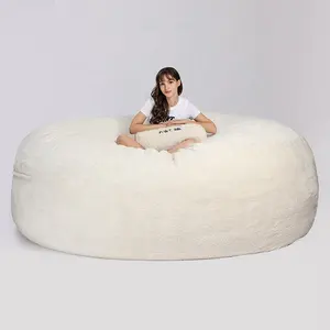 Köpük kesesi Sherpa kumaş 9ft 270cm dev xxl faux kürk ekstra büyük şişme koltuk çok büyük beanbag çekyat kapak