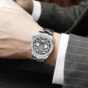 Dulunwe 6055 Orologio da <span class=keywords><strong>Uomo</strong></span> con Diamanti, Moda Personalizzata, Lussuoso Multifunzionale, Orologio Sportivo Casual Dorato per <span class=keywords><strong>Uomo</strong></span> - Product Image 3