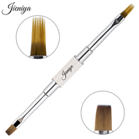 Fabricant de brosses à ongles de pointe, logo personnalisé, manche en métal rose et blanc, brosse à ongles double tête, brosses doubles