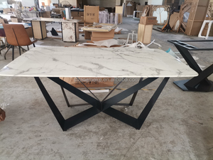 Foshan <strong>Square</strong> <strong>Dinning</strong> Italian White Marble Top High End Quality Black Metal Leg 6 Seaters Dining <strong>Tables</strong> and Chairs Set - Product Image 6