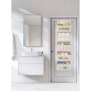 Organisateur de rangement suspendu au-dessus de la porte, 10 poches, beige, pour chambres d'enfants, crèches, soins pour bébés, étagère multifonctionnelle en tissu - Product Image 5